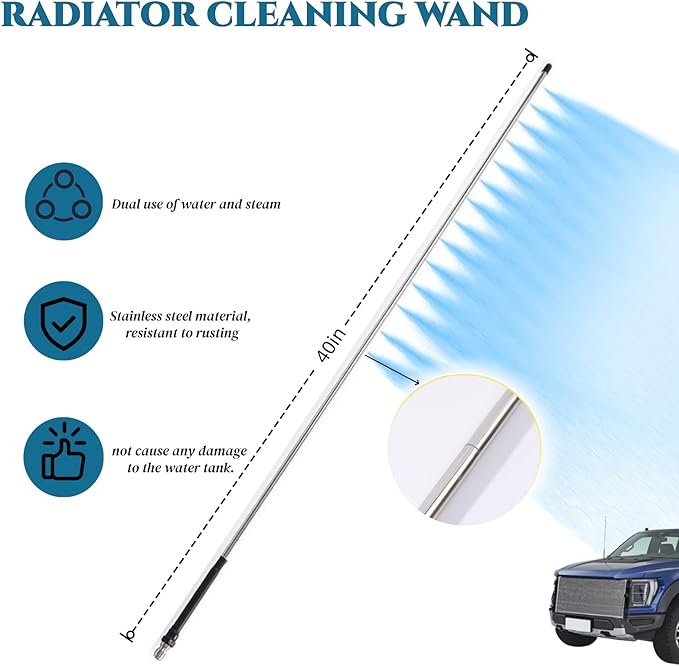 40-inch Radiator Cleaning Wand - Radiator Genie Water and Air Cleaning Tool, Suitable for Home, Car, Truck, Compatible with Max 5000PSI Pressure Washer (with Switch)