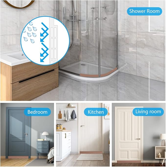 Ainiv Door Draft Stopper Under Door Seal, 2" W x 39" Cutable Soundproof Door Seal, Adhesive Under Door Sweep Weather Stripping Soundproof Kit, Under Door Draft Stopper Seals Anti-Collision-Brown