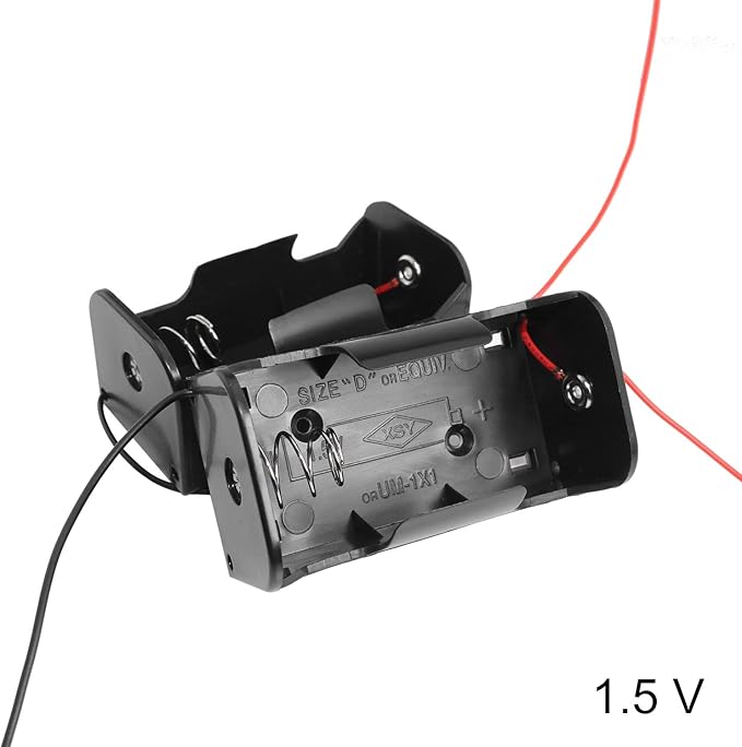 D Cell Battery Holder 4PCS 1.5V D Cell Battery Case Container with Wire Leads, D Size Battery Box
