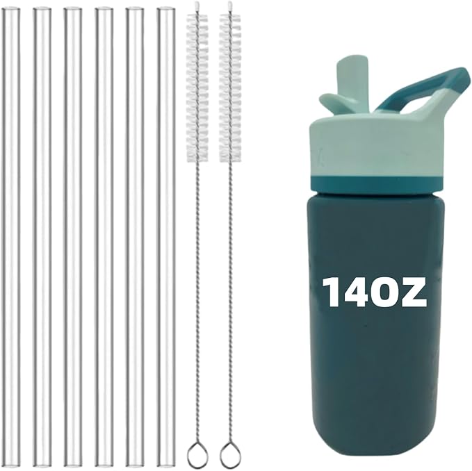 Replacement Straws Compatible with Simple Modern Kids Water Bottle 14oz，Tritan Clear BPA-Free Straw Replacement Compatible for Simple Modern 14 oz Cup with 2 Pack Straw Cleaning Brush