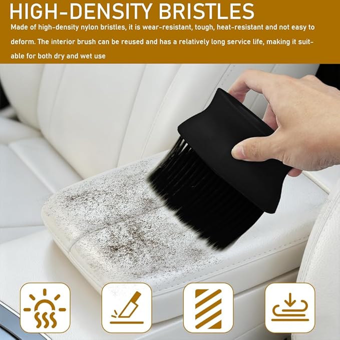 Auto Interior Dust Brush, Car Detailing Brush, Soft Bristles Auto Exterior Cleaning Whisk Broom, No-Scratch Car Dashboard Dusting Tool for Auto Air Conditioner Vent, Leather, Computer (Black)