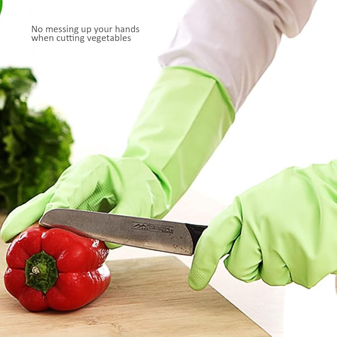 Alimat PluS 3 Pack Reusable Cleaning Gloves Latex Free, Dishwashing Rubber Gloves for Cleaning, Waterproof Household Gloves for Laundry, Gardening (Large, Without Liner)