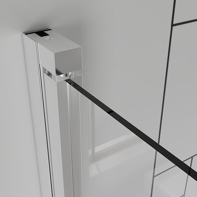 Frameless Bi-Fold Shower Door 32" W x 72" H, 1/4" Clear Tempered Glass, Folding Swing Design, Reversible Installation, Chrome Finish, Space-Saving Glass Shower Door for Small Bathrooms
