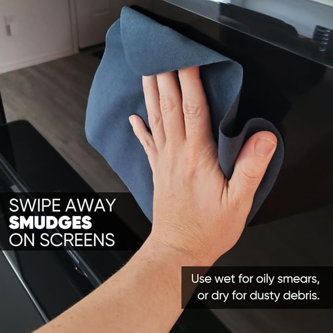 Premium Lens Screen Cleaning Cloth by Microfiber Wholesale | Black | 8”x8” | 10pk | Soft Microfiber Suede | Compact Size Reusable | No Lint Scratch-Free Durable | Lenses Screens iPads
