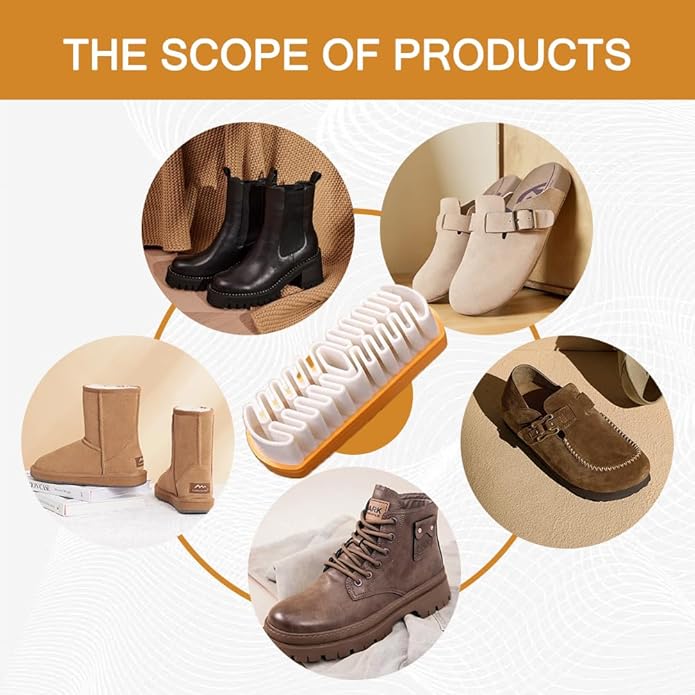 3PCS Suede Brush and Eraser Set,Soft Rubber Bristle Shoe Brush,Suede Shoes Cleaner with Microfiber Shoe Cloth,Suede Cleaning Kit with Soft Brush&Stain Eraser for Shoes, Bags, Jacket, Purse, Sofa