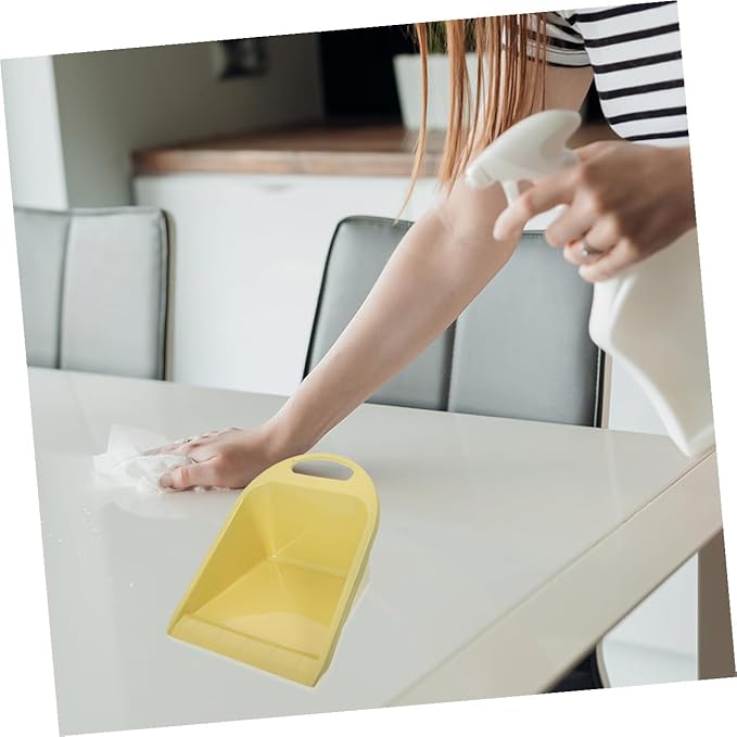VILLCASE 2pcs Small Handheld Dustpans with Handle, Multi-use Portable Trash Scooper for Home and Office Desktop Cleaning, Lime Yellow Plastic Dustpan Set for Household Use