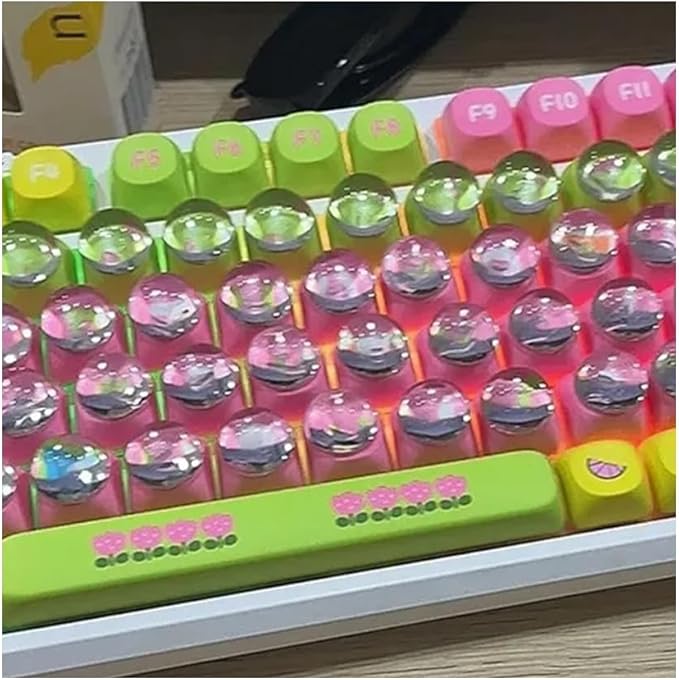 128PCS Raised Keyboard Stickers for Long Nails, Clear Silicone Keycap Bubbles with Cleaning Brush, Reusable Nail-Safe Typing Keyboard Covers for Laptop, PC, Gaming Keyboards (128 Stickers)