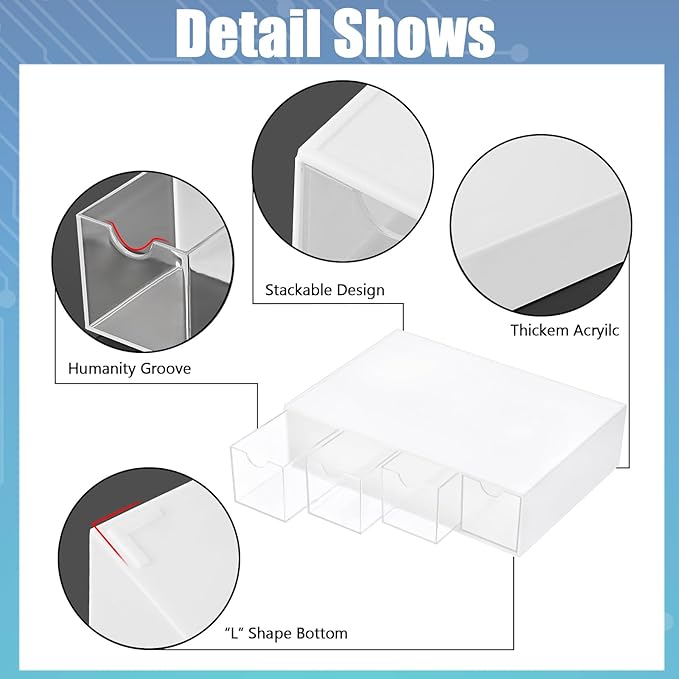 BTSKY 1 Pack White Acrylic Battery Storage Organizer for AA, AAA, 9V, C Batteries, 4-Drawer Storage Box Battery Holder Organizer for Common Types Batteries, Household Container(Batteries Not Included)
