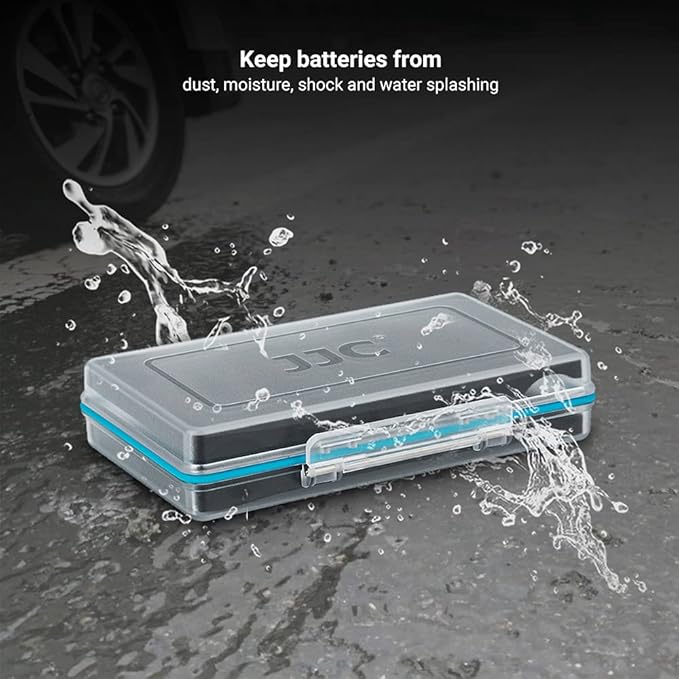 JJC Compact 18650 Battery Storage Case Holder Organizer, Hard Plastic Battery Box for 6pcs 18650 Batteries, Water-Resistant and Easy to Carry