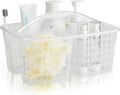 ALINK Plastic Shower Caddy Basket with Compartments, Portable Divided Cleaning Supply Storage Organizer with Handle for College Dorm Bathroom - Clear