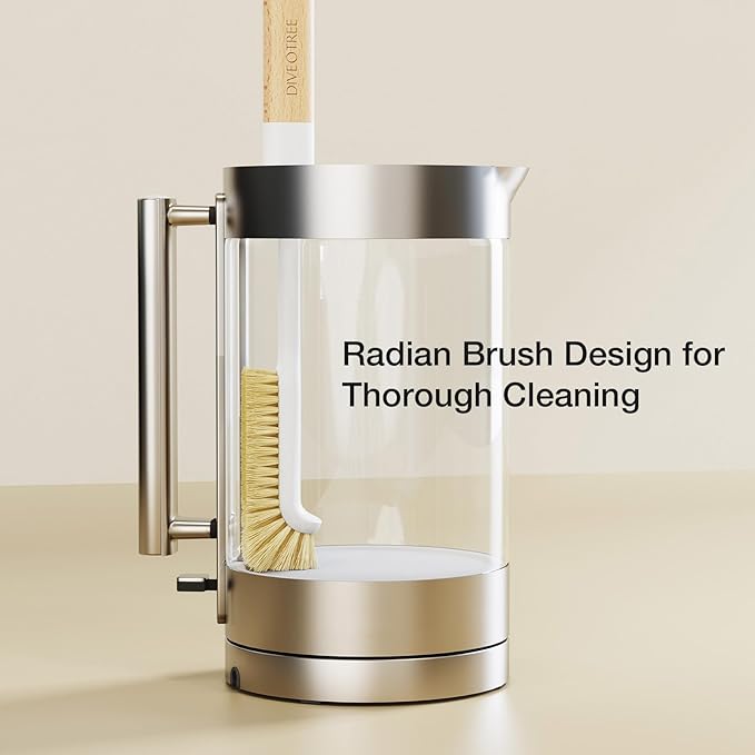 Cleaning Brush, Diveotree Hard Bristle Brush for Deep Cleaning Grout, Sink, Cup, Teapot, Bottle, Blender, Multi-Purpose Brush wih Long Handle for Kitchen (White)