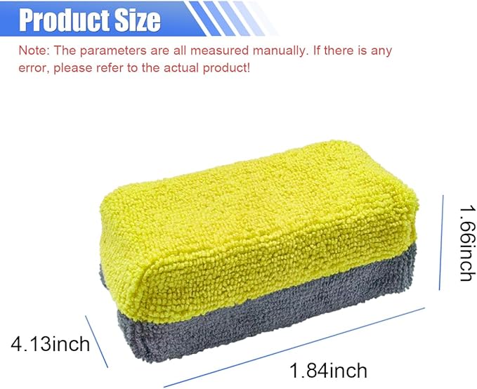 12PCS Ceramic Coating Applicator Sponge, Microfiber Rectangular Auto Polishing Cleaning Pads, Universal Automotive Detailing Sponge for Car Wax, Paint, Sealant Application (Yellow)