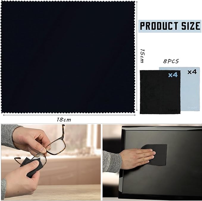 8-Pack Premium Microfiber Cleaning Cloths -Ultra-Soft, Streak-Free, lint-Free, Suitable for Glasses, Screens, Cameras, Mobile Phones,General Soft High-Quality Polishing Cloth and televisions