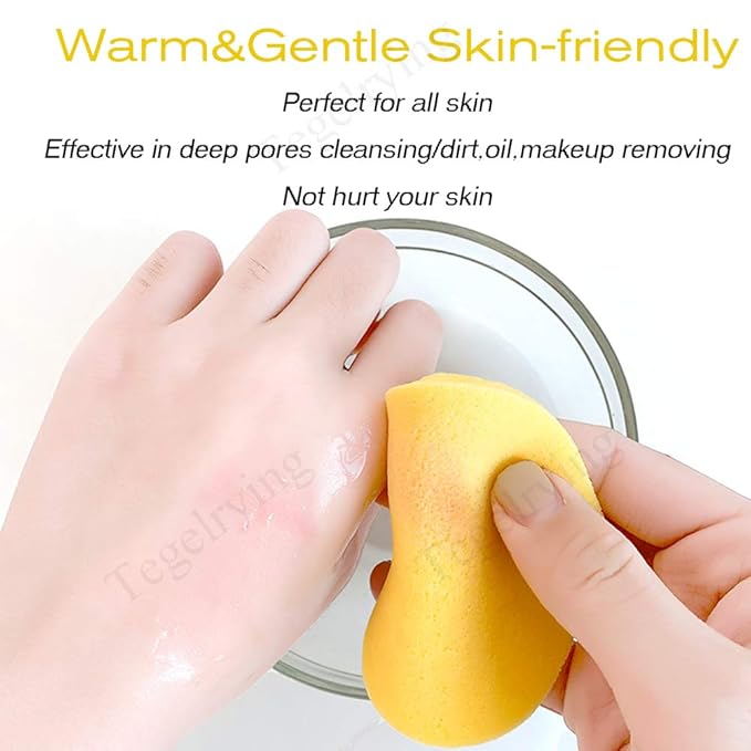 Facial Sponge Compressed,60 Pcs PVA Professional Makeup Removal Wash Round Face Sponges Spa Pads Exfoliating Cleansing for Women,Yellow,Green