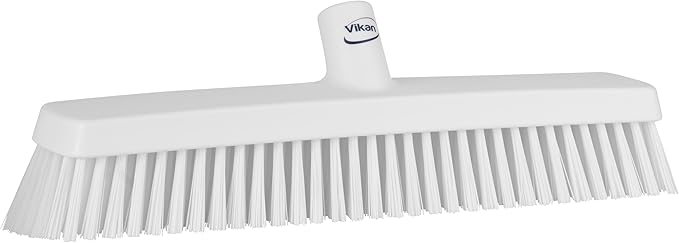 Vikan 31755 16" Heavy-Duty Push Broom, Soft/Stiff, White