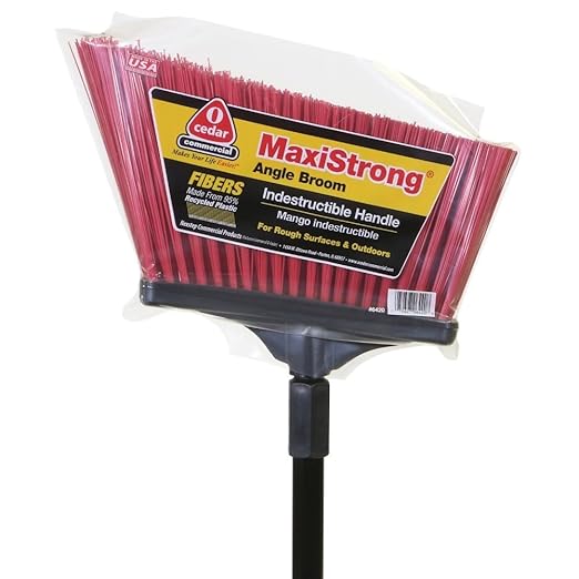 831648 O-Cedar Maxistrong Heavy Duty Angle Broom Black/Red, Large