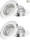 4 Pack Bathtub Drain Strainer, 2.75" Top / 1.75" Basket Stainless Steel Drain Hair Catcher, Perfect for Bathroom Sink Bathtub Vanity Sink Basin Shower Room Balcony Floor Drain (4)