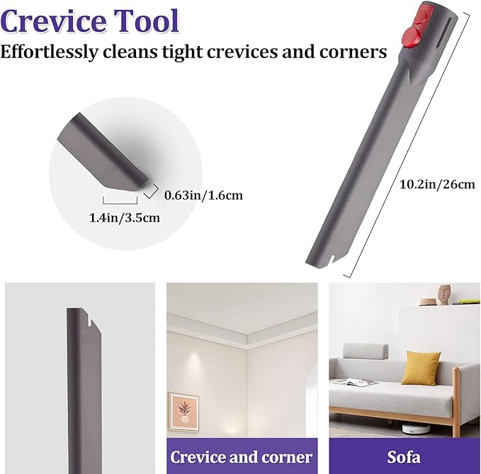6 Pcs Vacuum Attachment Kit for Dyson V15, V12, V11, V10, V7, and V8 Cordless Vacuum Cleaners, Includes Hose, Crevice Tool, Mattress & Soft/Hard Brushes