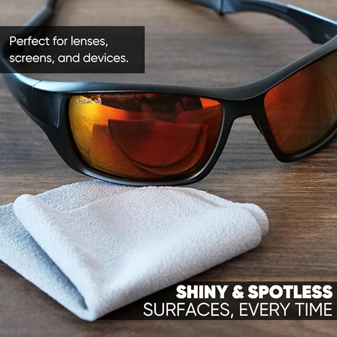 Premium Lens Screen Cleaning Cloth by Microfiber Wholesale | Black | 8”x8” | 10pk | Soft Microfiber Suede | Compact Size Reusable | No Lint Scratch-Free Durable | Lenses Screens iPads