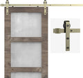 11FT Classic Brass Sliding Barn Door Hardware Kit for Interior Single Door Brushed Gold