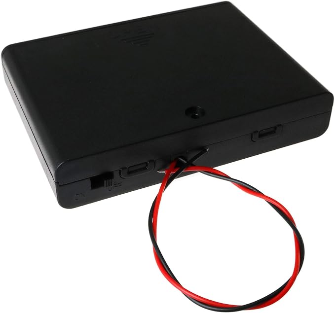 E-outstanding 9V Battery Holder 6X 1.5V AA Battery Storage Case Black Box with ON/Off Switch and Wire Leads
