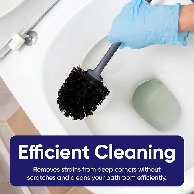 Modern Toilet Brush and Holder, Grey Toilet Bowl Scrub Brush with Storage Caddy, Bathroom Cleaner. by Superio