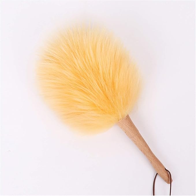 Pure Lambs Wool Duster with Wood Handle, Fluffy Lambswool Duster, Flexible, Good Grips, Anti-Static, Duster for Home, Office and Car, 6 Colors(B)