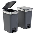 2Pack Small Bathroom Trash Can with Lid Soft Close, 10 Liter/2.6 Gallon Slim Garbage Can-Metal Step and Press top Lid, Mini Modern Waste Basket for Toilet, Office, Bedroom,Dorm,Dark Gray