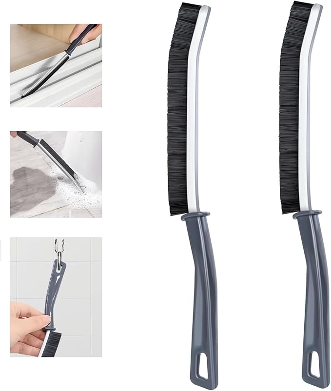 2 Pcs Hard Bristle Crevice Cleaning Brush - Crevice Cleaning Brushes for Household Use, Multifunctional Corner Gap Cleaning Brush Tool Grout Cleaner Brush for Kitchen Bathroom Window Track