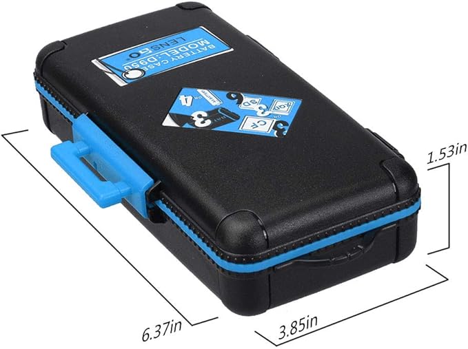 LENSGO Camera Battery Memory Card Case, Memory Card Hard Protector Case Water-Resistant Anti-Shock Storage Box for 3 Camera Batteries 3 XQD or 3 CF Cards 6 SD Cards（Blue）