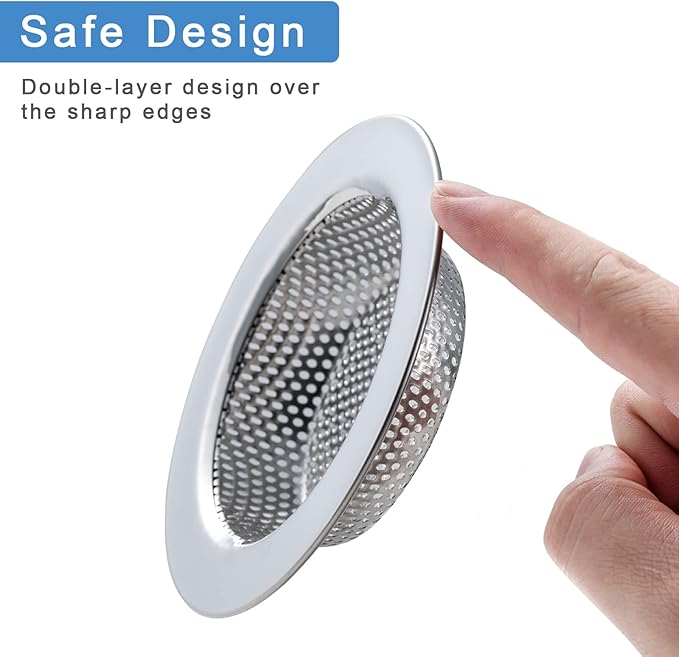 3 Pcs Sink Strainer for Most Kitchen Sink Drain Basket, Upgraded Double-Layer Safe Design Kitchen Sink Strainer (Outer Diameter 4.5 Inch)