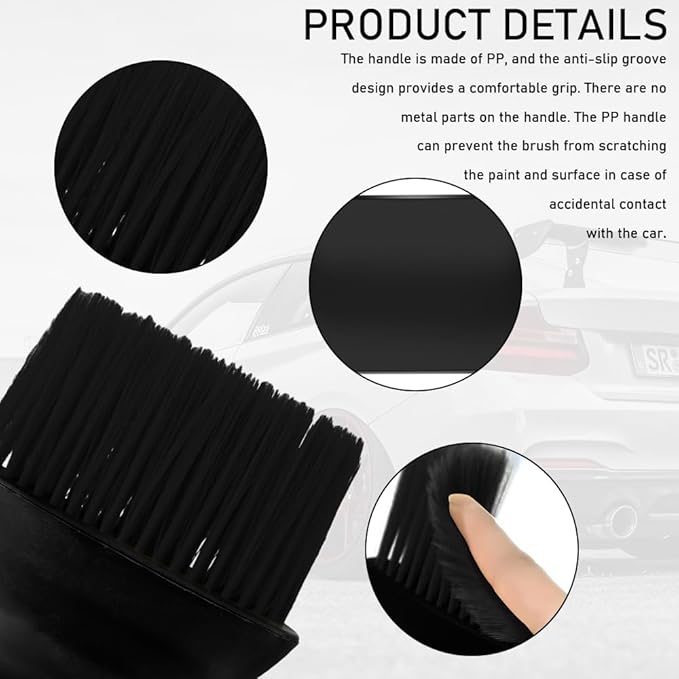 Auto Interior Dust Brush, Car Detailing Brush, Soft Bristles Auto Exterior Cleaning Whisk Broom, No-Scratch Car Dashboard Dusting Tool for Auto Air Conditioner Vent, Leather, Computer (Black)
