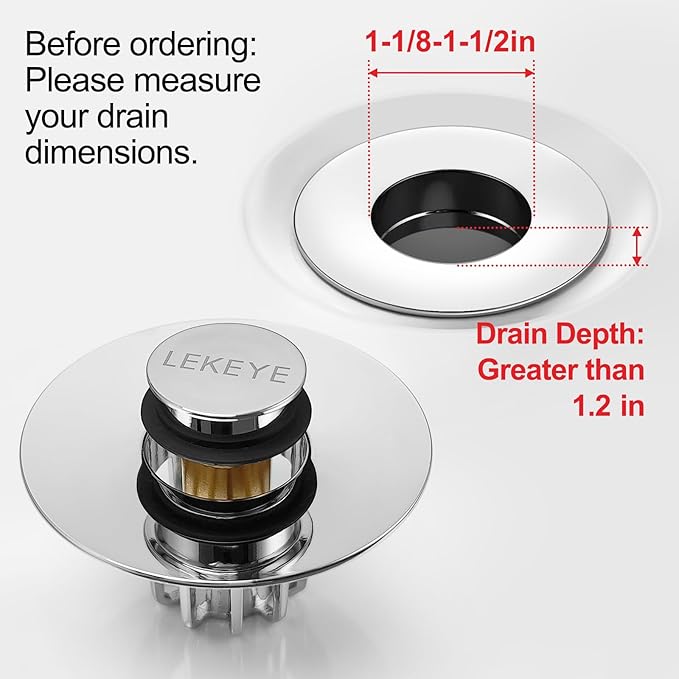 LEKEYE Bathroom Sink Stopper | Shower Drain Hair Catcher | Pop-up Sink Drain Stopper with Strainer | Bathroom Sink Plug for 1-1/8"to 1-3/8" to 1-1/2" Sink Drain Hole