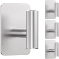 Heavy Duty Adhesive Hooks - 26lb Max, Sticky Wall Hooks Waterproof Stainless Steel for Hanging Towel, Coat, Robe, Towel Hooks Stick on Bathroom, Kitchen, Shower, Door (Silver, 4 Pack)