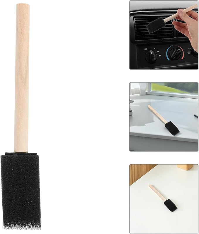 Car Air Vent Cleaning Brush 4pcs Set with Wooden Handle Soft Sponge Detailing Brushes for Car Interior and Air Conditioner Vent Cleaner