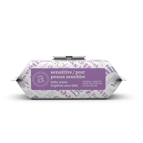 Amazon Elements Baby Wipes, Sensitive, Unscented, Cleans Gently, 810 Count, Flip-Top Packs, Pack of 9
