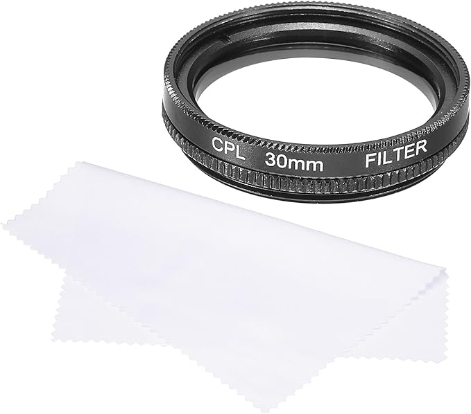 MECCANIXITY 30mm Circular Polarizer Filter, Double Sided Multi-Layer Coatings Polarizing Filter with Cleaning Cloth for Camera Lens