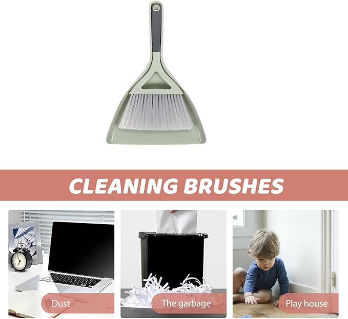 Mini Broom and Dustpan Set Portable Handheld Desktop Cleaning Kit Compact Small Dustpan Brush for Keyboard Laptop Tabletop Use