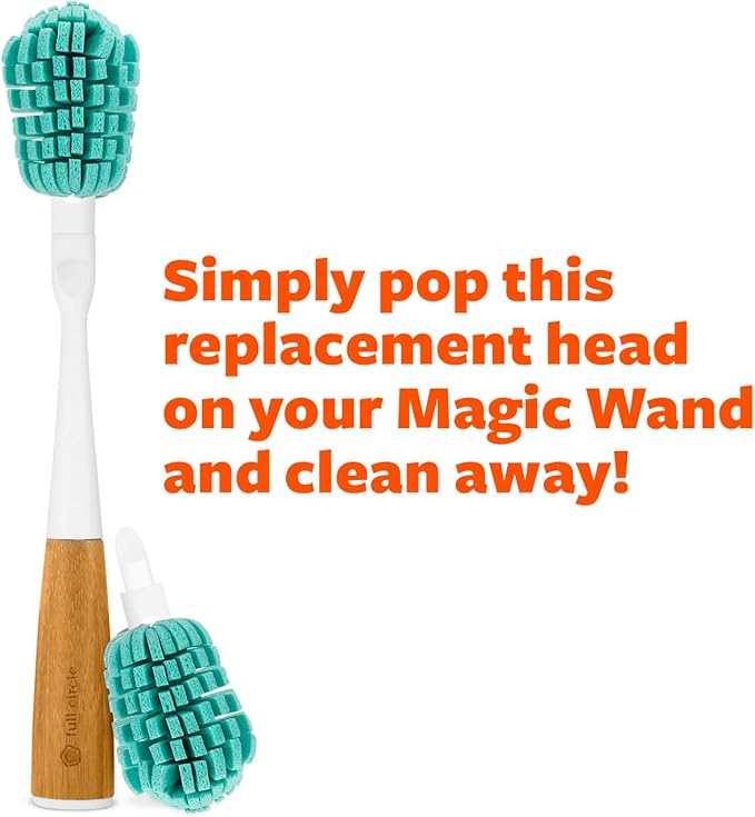 Full Circle Replacement Sponge Head for Magic Wand - Non Scratch Glass Safe Scrubber