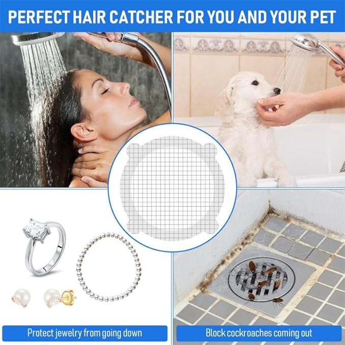 48Pack-Disposable Shower Drain Hair Catcher Mesh Stickers