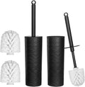 Topsky Toilet Brush,2 Pack Compact Toilet Brush & Holder Set,Plastic Round Barrel Loo Brush with 2 Replacement Toilet Brush Head,Durable for Bathroom Toilet,Black