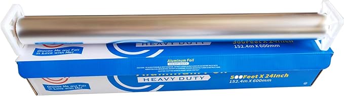 24 Inch Extra Wide Heavy Duty Aluminum Foil Roll, 23 Micron Thick,1000SQFT, 24 Inch Width x 500 Feet Length, Heavy Duty Aluminum Foil for Commercial, industrial, catering, baking, cooking grill, bbq
