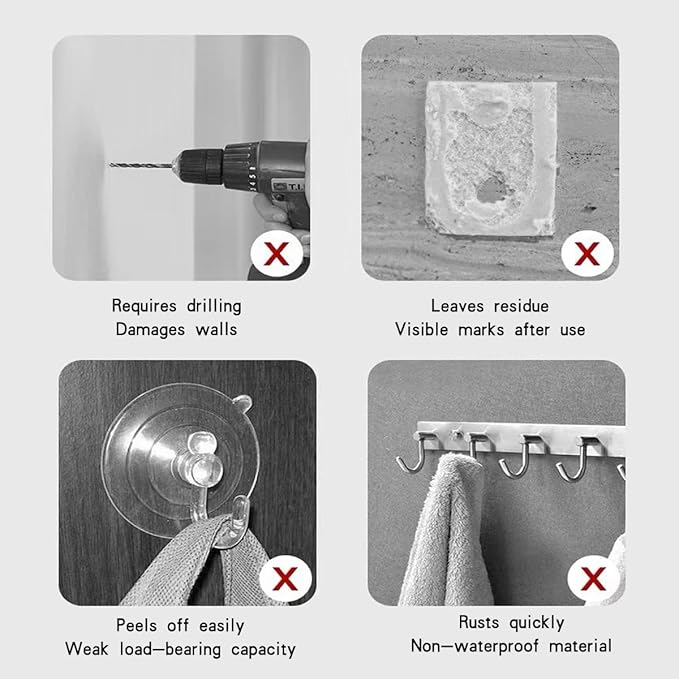 Adhesive Wall Hook, Set Heavy-Duty Thickened self-Adhesive Hook，24Pcs，33lb max Loading，Transparent, Waterproof, Bathroom, Outdoor, Kitchen, Doors, Practical Tools.
