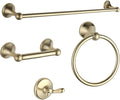 BGL Bathroom Accessories Set, Brushed Brass Towel Holder for Bathroom, 4-Piece Towel Ring, Robe Hook, Toilet Paper Holder Wall Mounted