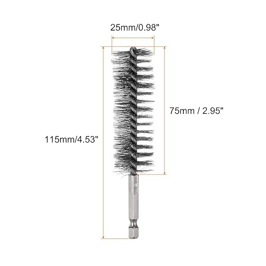 HARFINGTON 5Pcs Bore Brush Stainless Steel 25mm Dia Cleaning Twisted Wire Brush Tube Pipe Cleaner with Handle 1/4 Inch Hex Shank for Tubes, Ports, Bearings