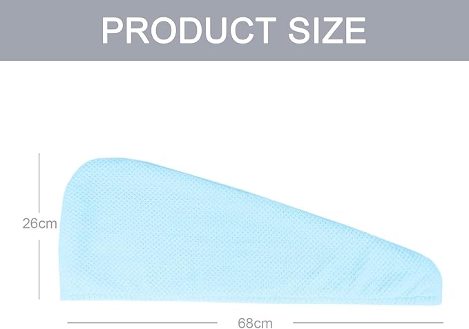 Thicker Hair Drying Towels, Quick Drying Towels for Hair with Button, Super Absorbent Hair Turbans for Wet Hair Long Thick Curly Hair, Soft Hair Drying Towel Wrap, Light Blue