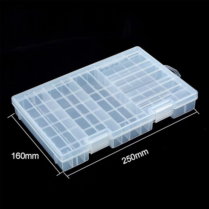 YXQ AA AAA Battery Storage Box Organizer Holder Clear Plastic Case Container Portable-Holds 60xAA + 40AAA Batteries