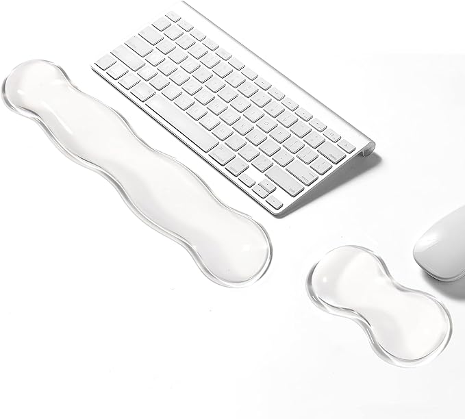 Gel Keyboard Wrist Rest Set, Clear Wrist Rest for Keyboard and Mouse, Ergonomic Keyboard Mouse Wrist Rest for Typing Pain Relief, Suitable for Office, Gaming, Computer, Laptop - Transparent
