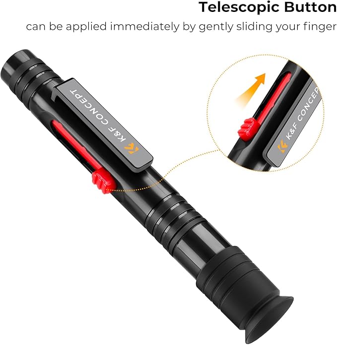 K&F CONCEPT Professional Lens Cleaning Pen with Soft Brush, Carbon Head Lens Cleaning Pen Compatible with Canon, Nikon, Pentax, Sony Digital Camera Cleaning,AR VR Glasses Cleaning
