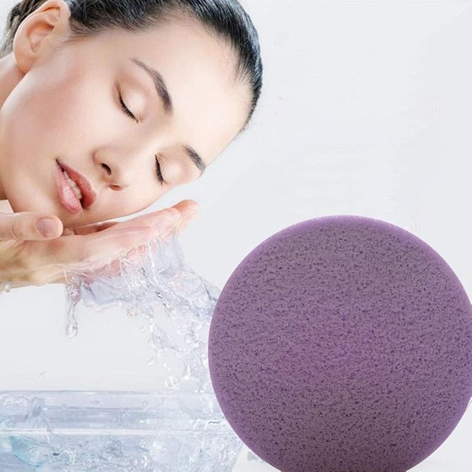 Facial Sponge Compressed,60 Pcs PVA Professional Makeup Removal Wash Round Face Sponges Spa Pads Exfoliating Cleansing for Women,Purple